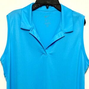 Nike Dri-Fit Teal Turquoise Golf Polo Collared Sleeveless Shirt Blouse Large